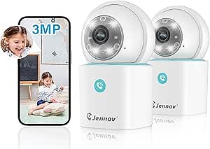 Jennov 2K Pet Dog Cat Camera, 360° Home Security Camera with One-Click Talk, WiFi Baby Camera Monitor with Motion Detection/Color Night Vision/Auto Tracking for Home Indoor &Outdoor Security