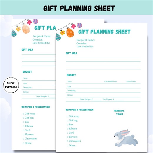 Gift Planning Sheet – Printable PDF for Budget, Ideas & Wrapping - Etsy