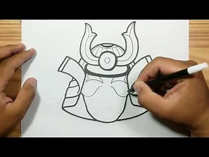 How to draw ARMOUR HELMET OF SAMURAI with easy