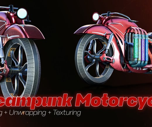 ArtStation - Steampunk Motorcycle / 3D Model   Full Tutorial Process | Tutorials