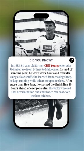 In 1983, a 61-year-old Australian farmer named Cliff Young entered the world’s toughest ultramarathon—a 544-mile race from Sydney to Melbourne. While other runners wore advanced gear, Cliff showed up in overalls and work boots. Instead of sprinting and resting, he used his steady “shuffle,” a pace he had perfected while chasing sheep for days on his farm. Unlike his competitors, Cliff didn’t stop to sleep—he just kept moving. After more than five grueling days, he stunned the world by crossing t