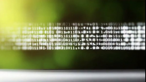 Binary Code Visualization: An abstract digital representation of binary code, showcasing the intricate structure of ones and zeros in a vibrant display of technological innovation.