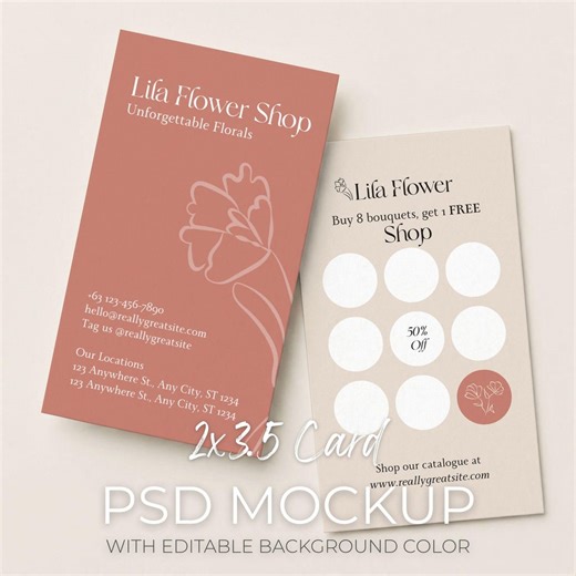 2x3.5 Business Card Mockup, Double Loyalty Card Mock up Template, Printable Mini Card Mock-up Flat Lay Display Showcase (PSD Smart Object) - Etsy