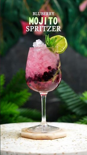 Blueberry Mojito Spritzer 🫐🍃 #cocktail #BlueberryMojito #SummerCocktails #MojitoLovers