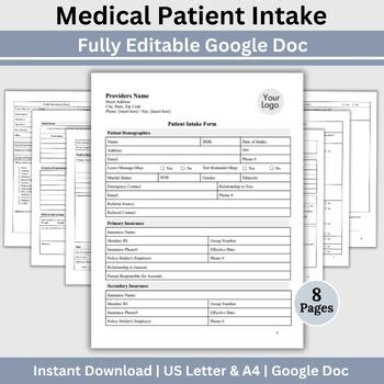 Patient Health History Template: Printable Medical Intake Form