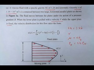 Mechanics of Fluids - Topic2 - Example 5 - Viscosity - Shear Stress for Flow Between Parallel Plates