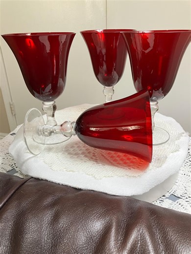 Vtg Artland Ruby Red Crystal Wine/water 12 Oz. Goblets. Set of 4 - Etsy