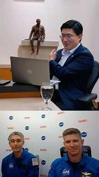 President Mung Chiang welcomes Boilermakers Adam Fuhrmann and Yuri Kubo to the Cradle of Astronauts