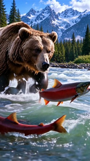 Grizzly Bear’s Lightning-Fast Salmon Catch 🐻🐟