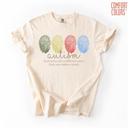 Comfort Colors® Autism Awareness T-shirt, Autism Shirt, Autism Awareness Tee, Each Print Tells A Different Story Top, Finger Print Shirt - Etsy