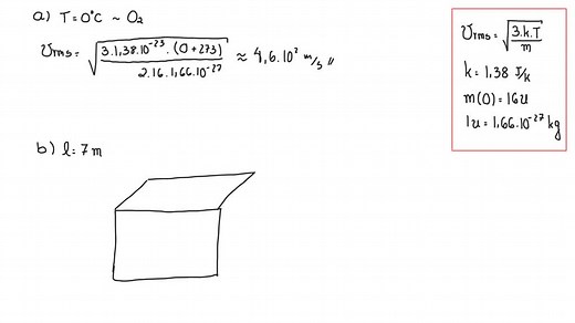 (II) Calculate (a) the rms speed of an oxygen molecule at 0^∘ C and (b) determine how many times per second it would move back and forth across a 7.0 -m-long room on the average, assuming it made very few collisions with other molecules. | Numerade