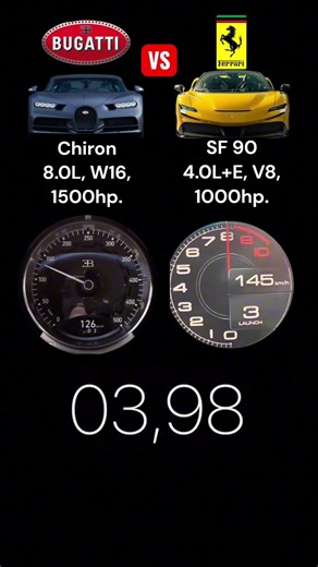 Bugatti Chiron vs Ferrari SF90. #bugatti #ferrari #chiron #sf90