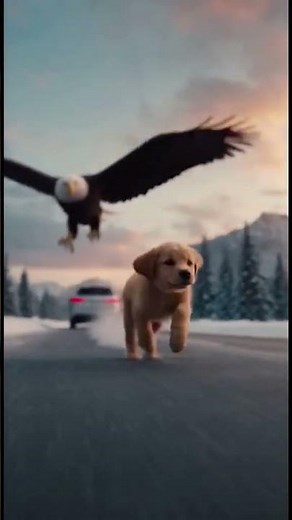 "Eagle Attacks Puppy on Mountain Road - Incredible Rescue Caught on Camera!"#EagleAttack