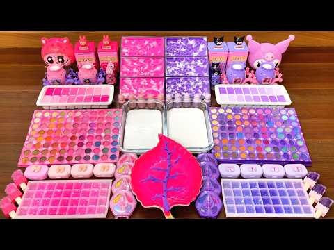 Oddly satisfying slime mixing | Pink vs purple glossy ASMR sounds