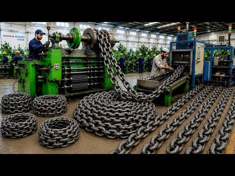 The Process of Batch Forging Massive Chains in Local Factories | Heavy Chain Manufacturing Process