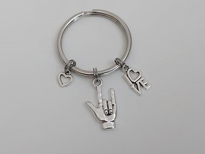 ASL Keychain / Love Accessories / American Sign Language Key Ring