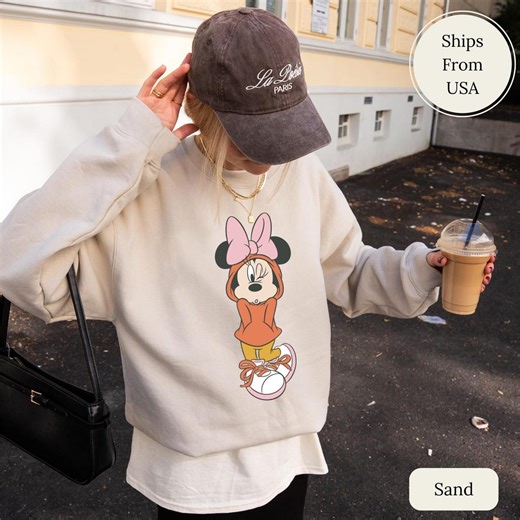 Minnie Mouse Pink Hoodie, Retro Bow Graphic Sweatshirt, Y2K Japanese Streetwear Pullover - Etsy