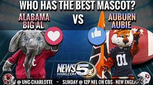 43K views · 4.3K reactions | POLL: BATTLE OF THE MASCOTS! In this storied football rivalry, who has the best mascot? Is it Big Al of the Alabama Crimson Tide? Or Aubie of the Auburn Tigers? | WKRG | Facebook