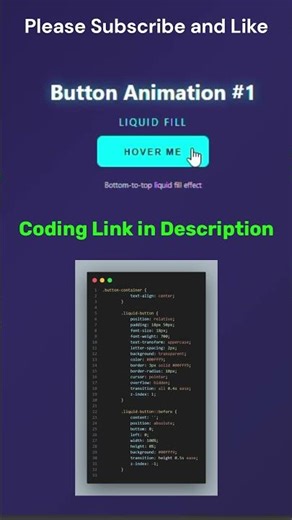CSS Liquid Button Animation 🔥 #Shorts #coding #frontendcourse #webdesign #htmlcss #python#javascript