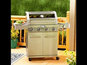 4-Burner Propane Gas Grill (Convertible to Natural Gas) Clear View Lid, LED Controls and Side Burner