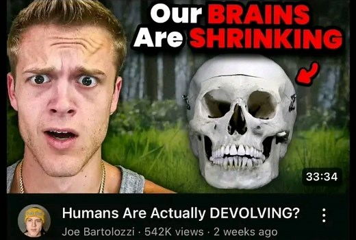 "Humans Are Actually DEVOLVING?" Joe Bartolozzi YouTube video / Our Brains Are S...
