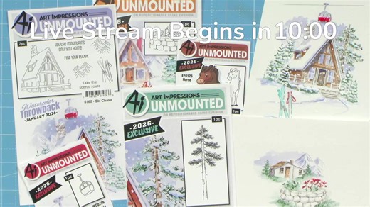 January 2026 Throwback, Snowy Mountain Chalet Watercolor tutorial 2 with Kim! | Art Impressions Rubber Stamps