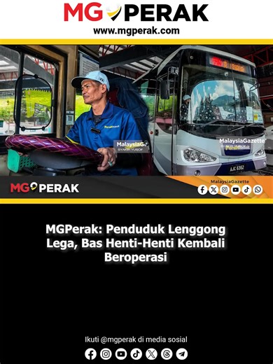 LENGGONG – Penduduk di sekitar Lenggong menarik nafas lega apabila perkhidmatan bas henti-henti bagi laluan Kuala Kangsar–Lenggong–Gerik kembali beroperasi semula pada hari ini sekali gus memudahkan pergerakan harian masyarakat setempat. Tinjauan Malaysia Gazette (MG) Perak di Terminal Bas Lenggong mendapati perkhidmatan itu kembali digunakan oleh penduduk membuktikan kepentingan pengangkutan awam dalam menyokong mobiliti masyarakat luar bandar. Perkhidmatan itu secara tidak langsung membantu wa