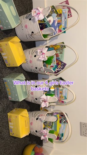 Our 4 girls Easter baskets 🐣 🥚 👧🏻 #easter #family #easterbasket #eastertheme #easterparty #blendedfamily #mumsoftiktok #motherhood #stepmum #mumofgirls #girlythings #xybzca #grwm #girlmum #mumsofgirls #easteregg #easterbasketideas #easterbunny #viralvideo #fyp #foryoupage