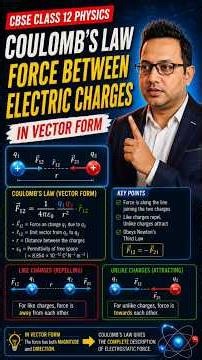 Coulomb's Law Force between Two charges in Vector Form| CBSE Class 12