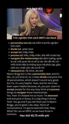 Trắc nghiệm tính cách MBTI của Rose #MBTI #roseblackpink #IELTS | Anh Ngữ TED