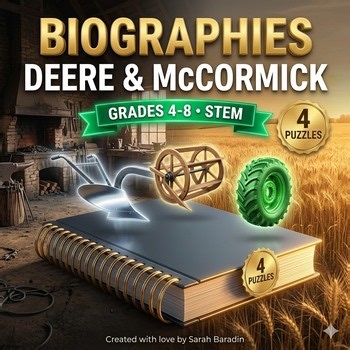 John Deere & Cyrus McCormick Agriculture STEM History Crossword Puzzle Word Bank