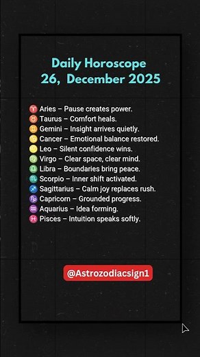 🌟 December 26, 2025 Horoscope for All 12 Zodiac Signs 🔮Bold Moves, Balance & Intuition! #zodiacsigns