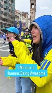 Humans being awesome at the Boston Marathon finish line