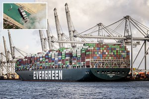 ver Given FINALLY docks in Rotterdam 129 days after it blocked the Suez Canal