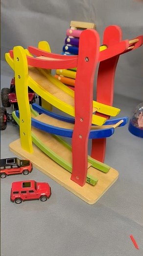 Colorful Wooden Car Ramp Toy | Most Satisfying Car Race | DMS SatisfyMe Shorts 🚗✨"
