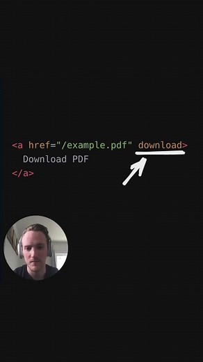Use the `download` attribute to make links downloadable in #html #webdev #devtips #js