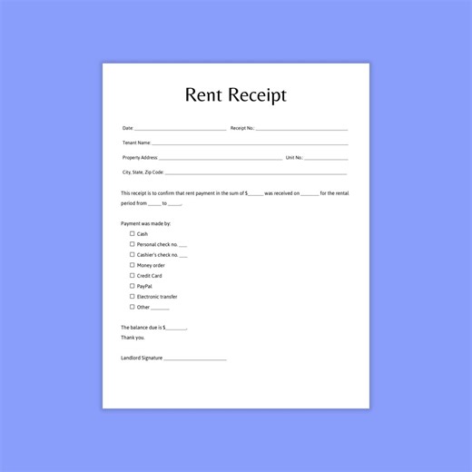 Rent Receipt. Landlord Rent Receipt. Rent Payment Receipt. Rent Receipt Template, Tenant Receipt. Receipt for Rent Payment, Editable Receipt - Etsy Ireland