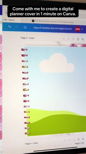 Come with me to create a digital planner cover in 1 minute on Canva. #canvatutorial #canvatips #digitalproducts #digitalproductstosell #digitalplanner