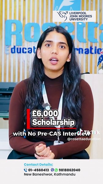 🇬🇧Study in UK with affordable Fee🇬🇧 Study in LIVERPOOL JOHN MOORES UNIVERSITY with scholarship. No Pre-CAS Interview✅ GAP Accepted✅ Requirements: 👉IELTS: 5.5/5.5 👉PTE:59/59 👉Oxford ELLT: 5 (in each component) For more information Rosetta Education International3rd Floor – Hari Ratna PlazaNew Baneshwor Kathmandu : 01-4560413 : 981-8862040 (WhatsApp/Viber) : info@rosettaeducation.com #rosettaeducationinternational #fyp #studyinuk