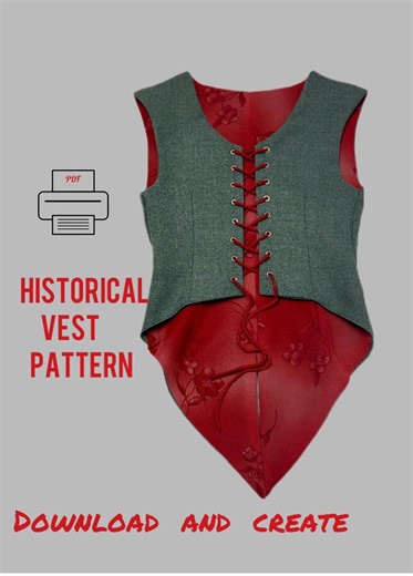 Historical Renaissance Vest Pattern. PDF. for Ages 8–14. - Etsy