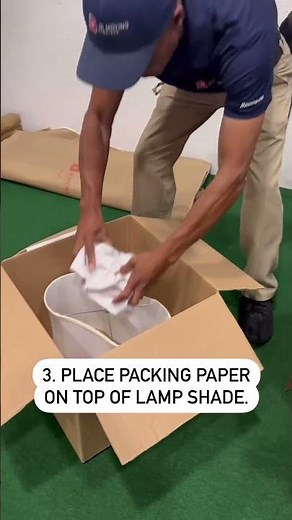 How to pack a lamp shade.