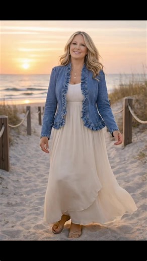This was a blue jean denim jacket with the ruffle! This ruffle trim denim jacket is a lightweight open front layering piece that instantly elevates everyday outfits for work, brunch, travel, or date night while staying feminine, flattering, and easy to style #tiktokshop #denimjacket #layeringpiece #everydaystyle #casualchic
