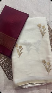 Jute silk saree with attached and contrast blouse…Dm or WhatsApp to 8778533454.. No Cod Only online payment Please check highlights for return policy | vani_thesareestudio