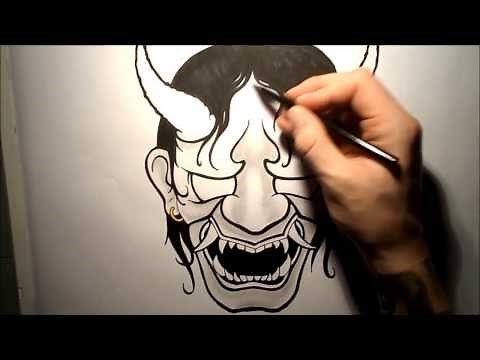 How To Draw A Hannya Mask / Oni