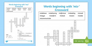 Words Beginning With 'mis-' Crossword