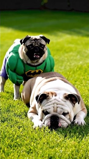 Super Pug Shows Off… Until He Wakes Up 😂🐶💤 #funnyanimals #pug #aianimals