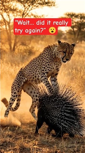 Cheetah Tries to Attack Porcupine — Instantly Backs Off 😳🦔