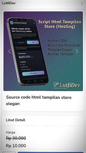 scrip code html tampilan store hosting #script #hosting #botwa #fyp #shorts