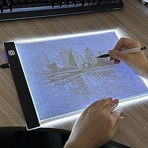 Amazon.com: Light Pad Drawing A4 Tracing Light Table LED Copy Board,Portable LED Copy Board Luminous Copying and Writing Table A4 Black Three-Speed dimming with Scale for Artists Drawing Sketching Animation