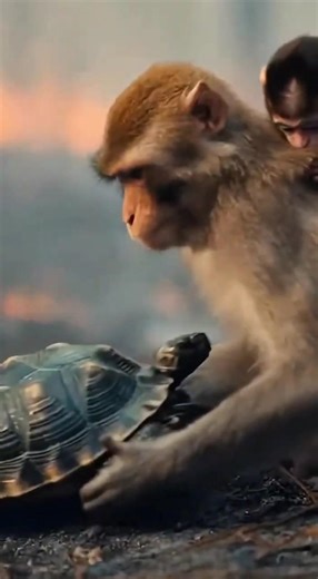 Lucky Escape: A Forest Tortoise Rescued by a Kind Mother Monkey #animals #wildtv #wildlife